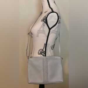 The Sak Briar Leather Crossbody Light Gray New Without Tags